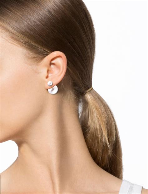 dior double pearl earring|Dior tribal double pearl earrings.